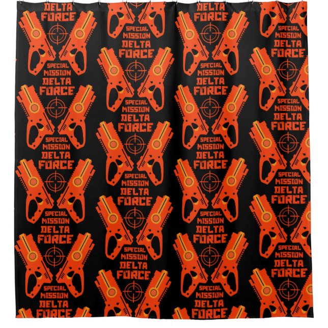 Kids Toy Gun Battle Accessories Shower Curtain (Front)