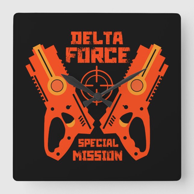 Kids Toy Gun Battle Accessories Square Wall Clock (Front)