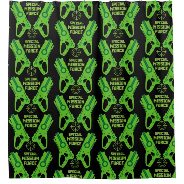 Kids Toy Gun Battle Christmas And Birthday Shower Curtain (Front)