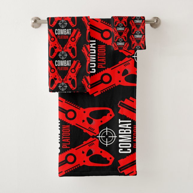 Kids Toy Gun Battle Christmas Bath Towel Set (Insitu)