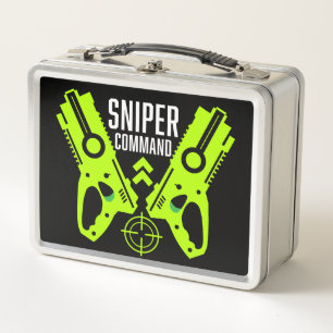 Kids Toy Gun Battle Christmas Metal Lunch Box