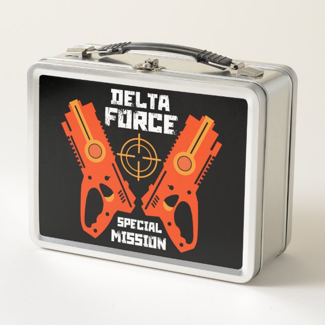 Kids Toy Gun Battle Christmas Metal Lunch Box (Front)