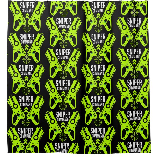 Kids Toy Gun Battle Christmas Shower Curtain (Front)