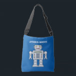 Kids toy robot personalised library book tote bag<br><div class="desc">Kids toy robot personalised library book cross body tote bag. Cute custom design for school books and more.
Fun Back to school gift idea or Birthday party favour for boy and girl. Make your own with name of son,  grandson,  cousin,  nephew,  grandchildren etc. Personalizable school supplies and accessories.</div>