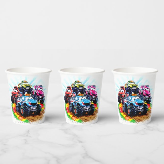 Kids' Track Monster Truck Birthday Paper Cups (Multi)
