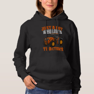 Kids Tractor Farm Lifestyle Just A Boy Who Loves Hoodie