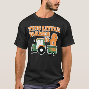 Kids Tractor I Am 8 Years Boy Tractor Farm 8 Birth T-Shirt