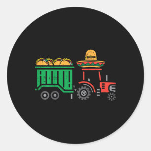 Kids Tractor Tacos Funny Toddler Boys Cinco De May Classic Round Sticker