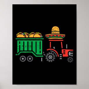 Kids Tractor Tacos Funny Toddler Boys Cinco De May Poster