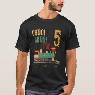 Kids Train 5th Birthday Boy Train 5 Year Old Five T-Shirt