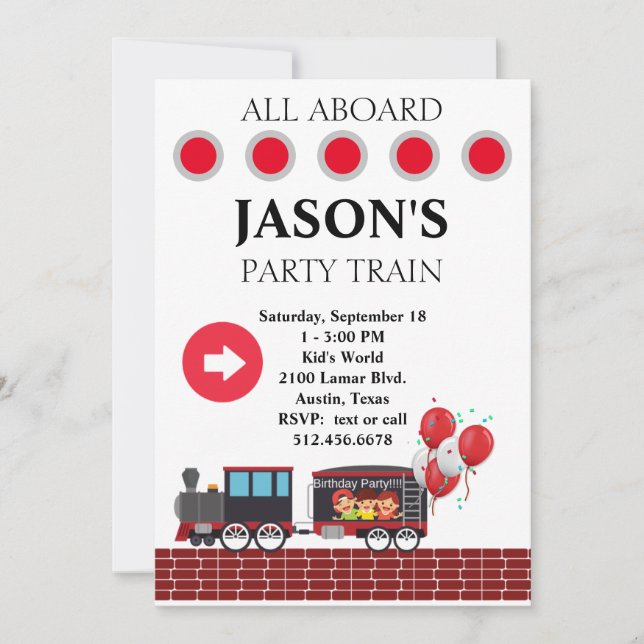 Kids Train Birthday Invitation (Front)