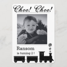 Kid's train birthday party invitation.