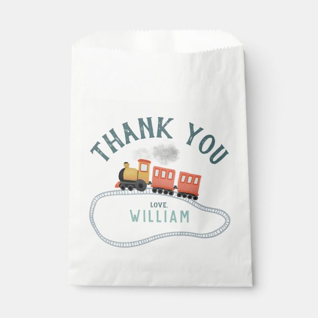 Kids Train Boys Birthday Thank You Favour Bags (Front)