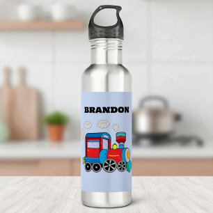 Kids Train Boys Blue Custom Name 710 Ml Water Bottle
