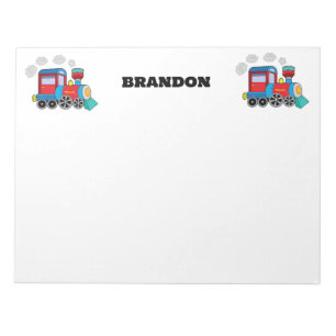 Kids Train Boys Blue Custom Name Notepad