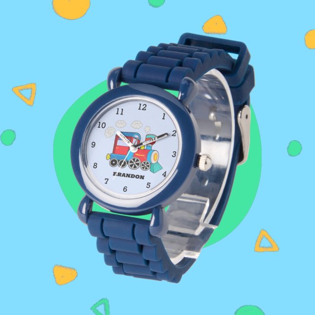 Kids Train Boys Blue Custom Name Watch (Creator Uploaded)