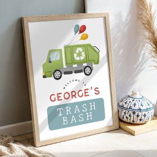 Kids Trash Bash Garbage Truck Birthday Welcome Poster