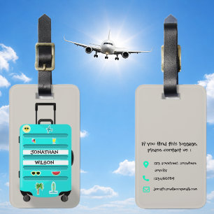 Kid's Travel Luggage with Decorative Stickers Tag