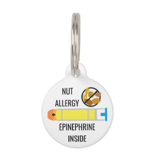 Kids Tree Nut Peanut Allergy Epinephrine Emergency Pet Tag
