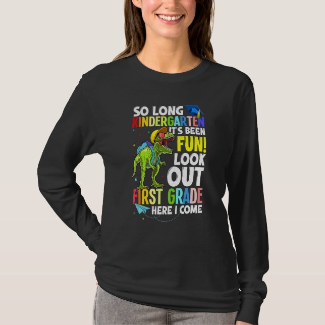 Kids Trex Dinosaur So Long Kindergarten Here I Com T-Shirt (Front)