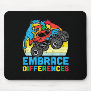 Kids Trex Monster Truck Embrace Differences Autism Mouse Mat