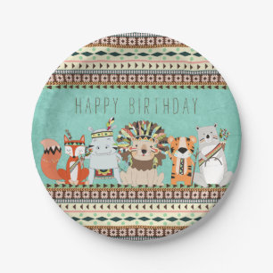 Kids Tribal Birthday Party Paper Plate