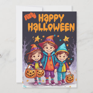 Kids Trick Or Treat Halloween Party Invitation