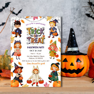 Kids Trick or Treat Halloween Party Spooky Costume Invitation