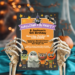 Kids Trick or Treaters Halloween Party Invitations