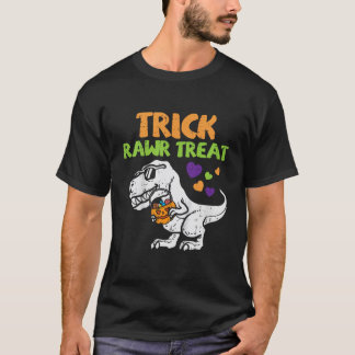 Kids Trick Rawr Treat Dinosaur Trex Toddler Boys H T-Shirt