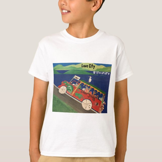 Kids Truck Tshirt with Animals of St.John, USVI (Front)