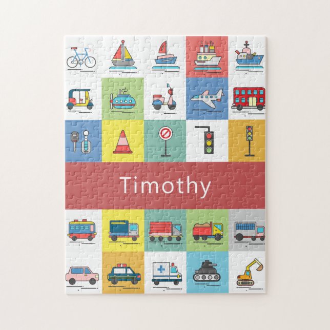 Kids Truck Vehicles Colourful Graphic Cute Jigsaw Puzzle (Vertical)