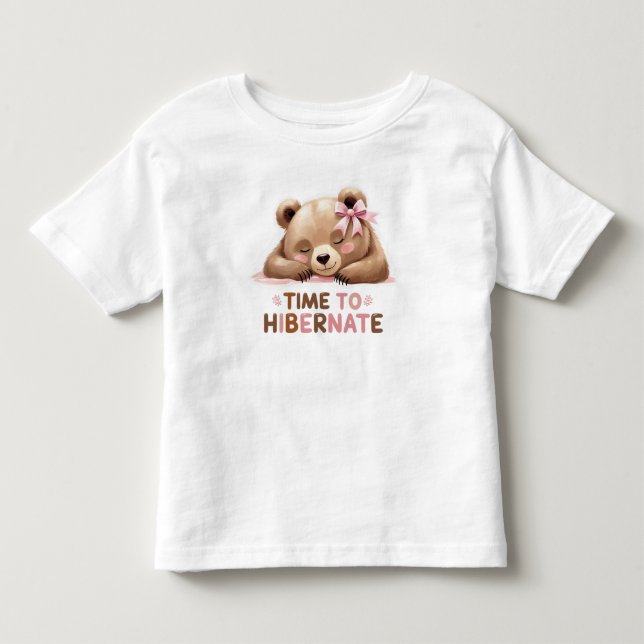  Kids Tshirt Sleeping Bear Cute For Kids  (Front)