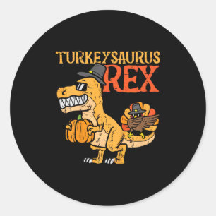 kids turkeysaurus rex dab turkey dino toddler boys classic round sticker
