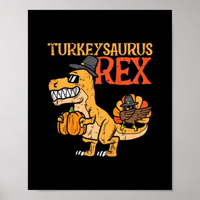kids turkeysaurus rex dab turkey dino toddler boys poster (Front)