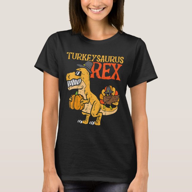 Kids Turkeysaurus Rex Dab Turkey Dino Toddler Boys T-Shirt (Front)
