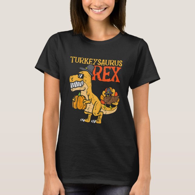 Kids Turkeysaurus Rex Dab Turkey Dino Toddler Boys T-Shirt (Front)