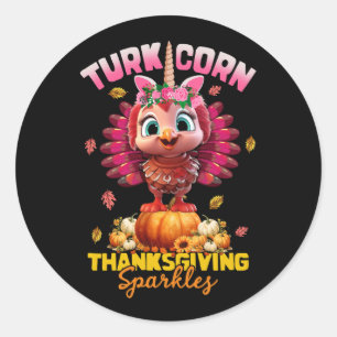 Kids Turkicorn Unicorn Turkey Funny Thanksgiving S Classic Round Sticker