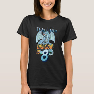 Kids Turning 8 Years Old Birthday Kids Boy Dragon  T-Shirt