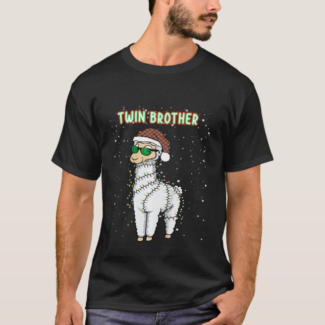Kids Twin Brother Llama Lovers Matching Christmas  T-Shirt (Front)