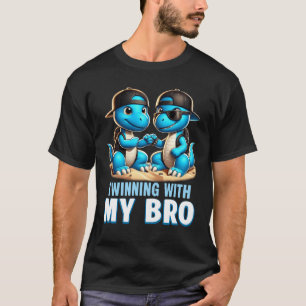 Kids Twinning With My Bro T Rex Dinosaur Twin Day T-Shirt