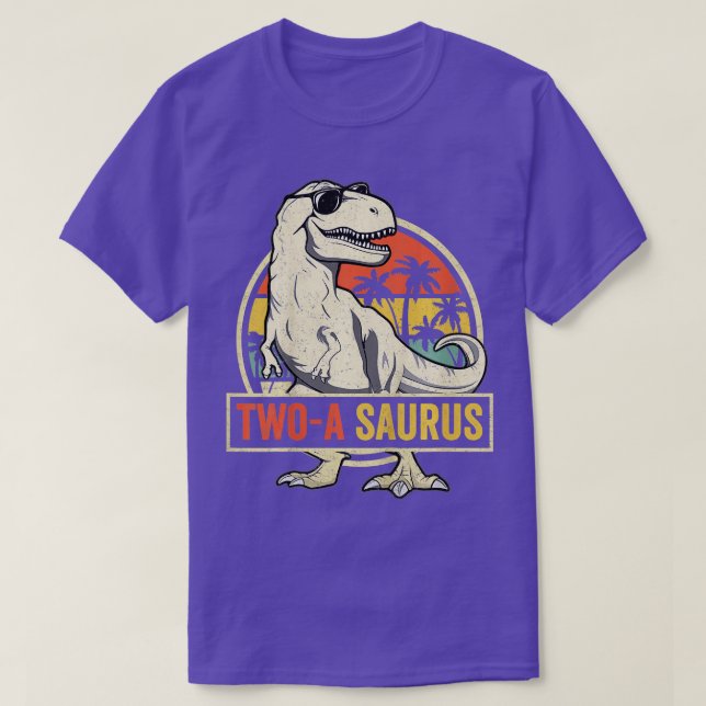 Kids Two a Saurus Birthday T Rex 2 Year Old Dino 2 T-Shirt (Design Front)