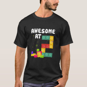 Kids Two Age Building Block Brick Theme Party T Fu T-Shirt