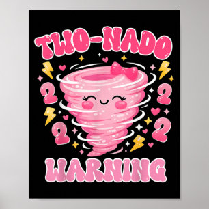 Kids Two-Nado Warning 2nd Birthday Girl Tornado Poster