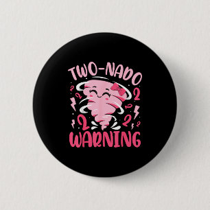Kids Two-nado Warning 2nd Birthday Nk Tornado Birt 6 Cm Round Badge