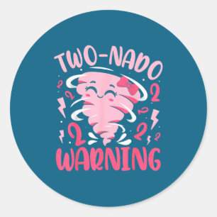 Kids Two-nado Warning 2nd Birthday Nk Tornado Birt Classic Round Sticker