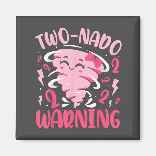 Kids Two-nado Warning 2nd Birthday Nk Tornado Birt Magnet (Front)