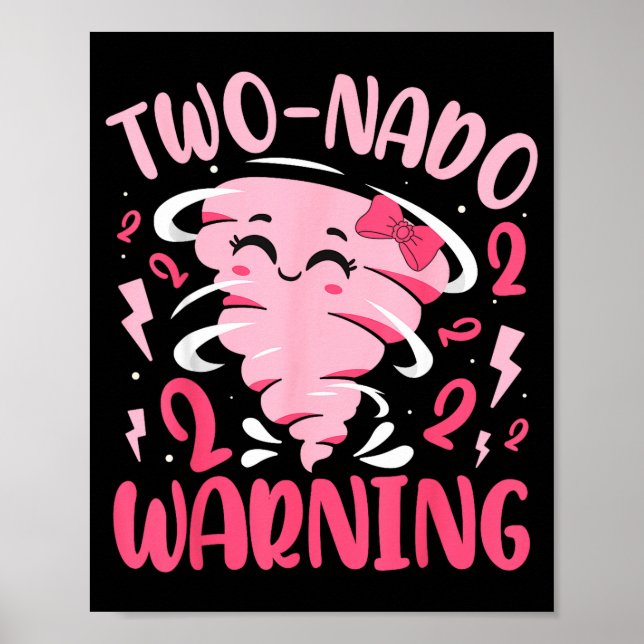 Kids Two-nado Warning 2nd Birthday Nk Tornado Birt Poster (Front)