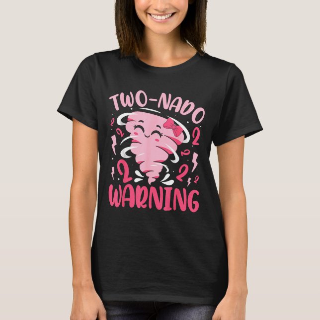Kids Two-nado Warning 2nd Birthday Nk Tornado Birt T-Shirt (Front)