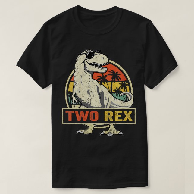 Kids Two Rex 2nd Birthday Gift Second Dinosaur 2 Y T-Shirt (Design Front)